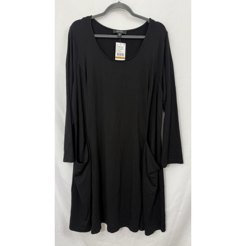 NWT Karen Kane Animal Instinct Pocket Dress Black Womens Plus Size 3X Stretch